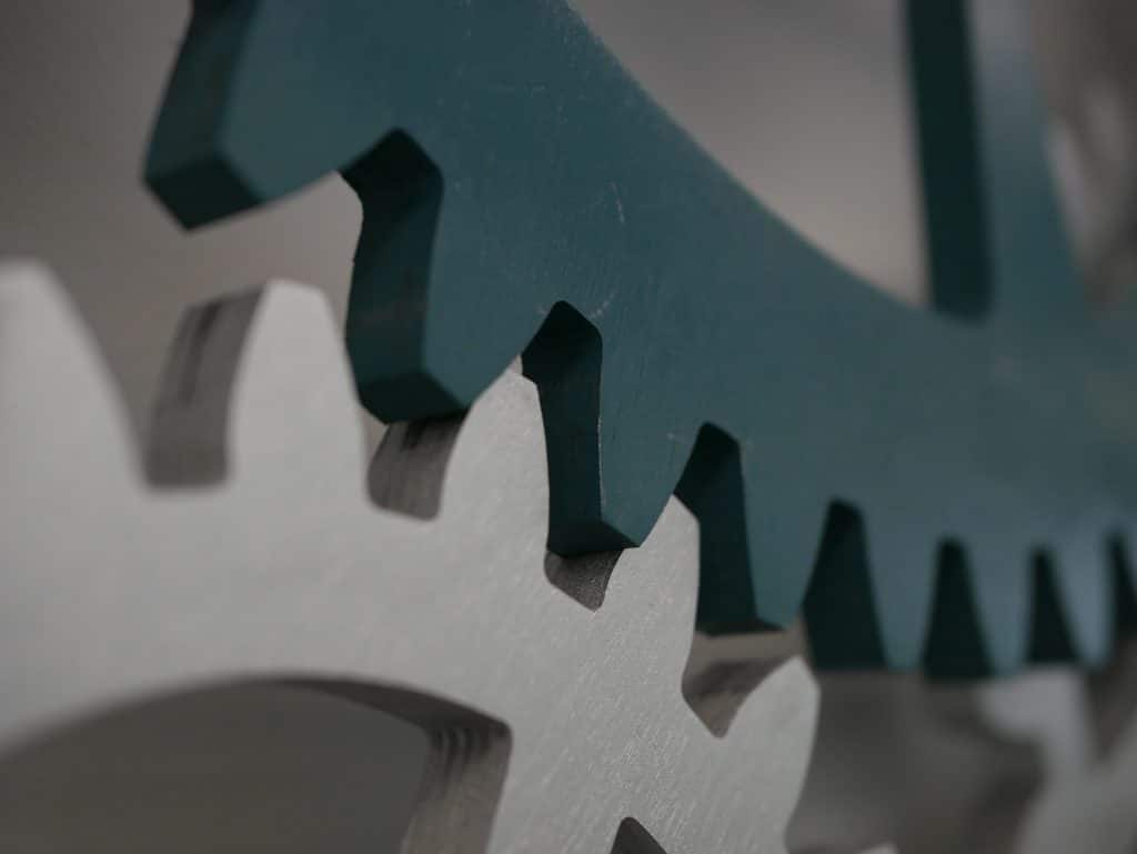 wooden gear sculpture