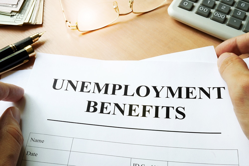 Unemployment benefits form on a table